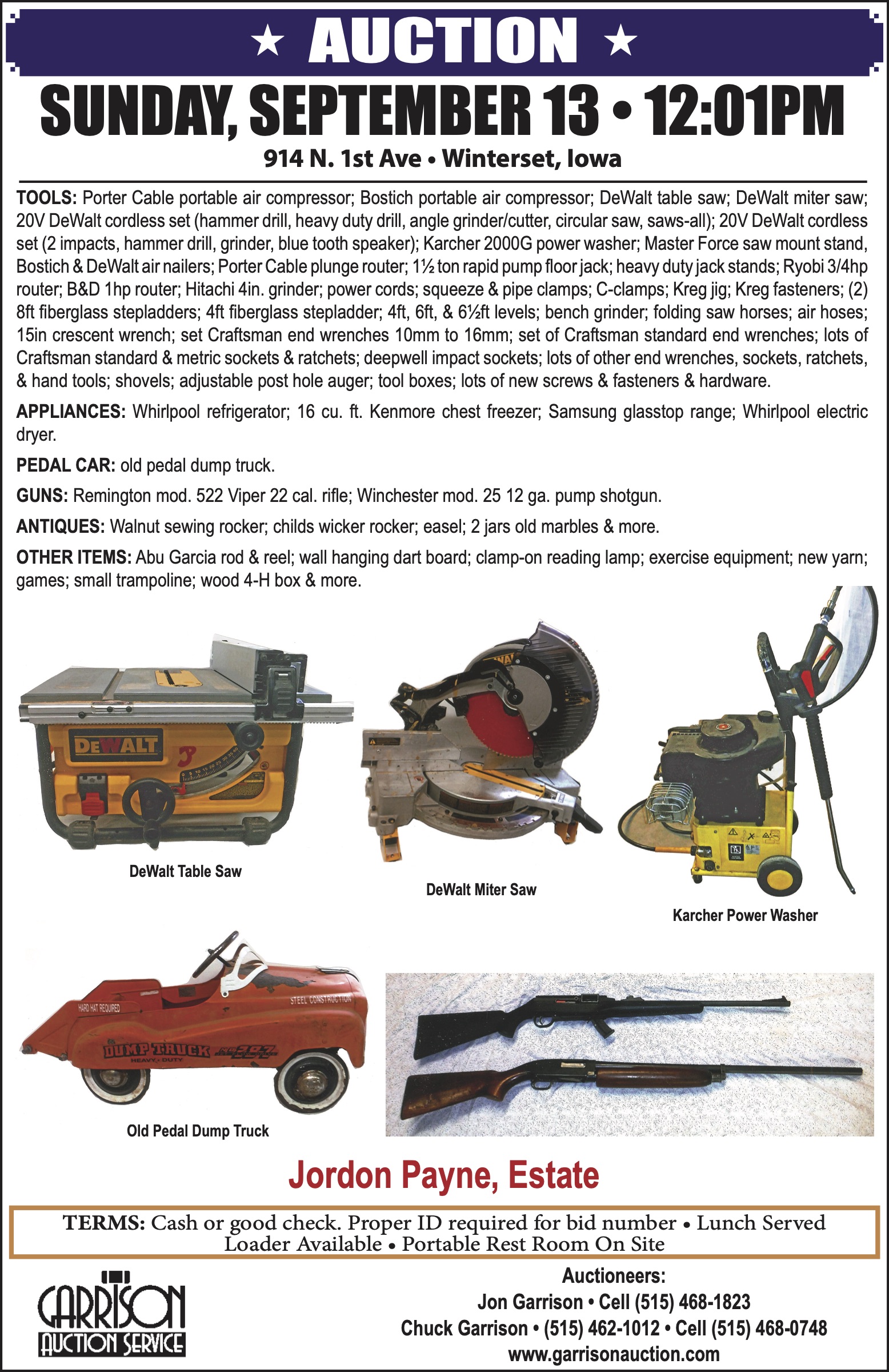 Garrison Auction Service Auctions & Estate Sales Winterset, Iowa